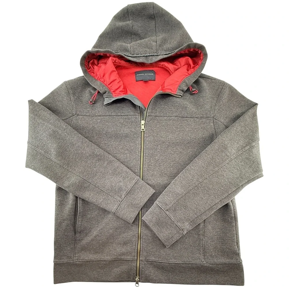 Banana Republic Hoodie Jacket Mens Gray‎ Full Zip Hooded Heavy Jacket